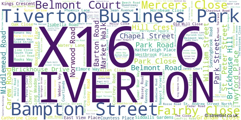 A word cloud for the EX16 6 postcode